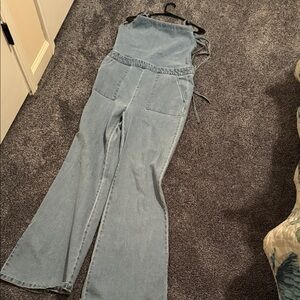 Fashion Nova Light Blue Denim Jumpsuit